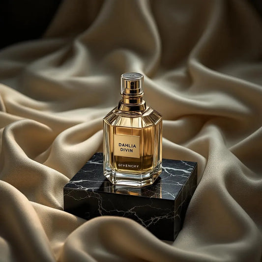 Parfum Dahlia Divin de Givenchy - pyramide olfactive mirabelle, jasmin Sambac, santal; tenue et sillage