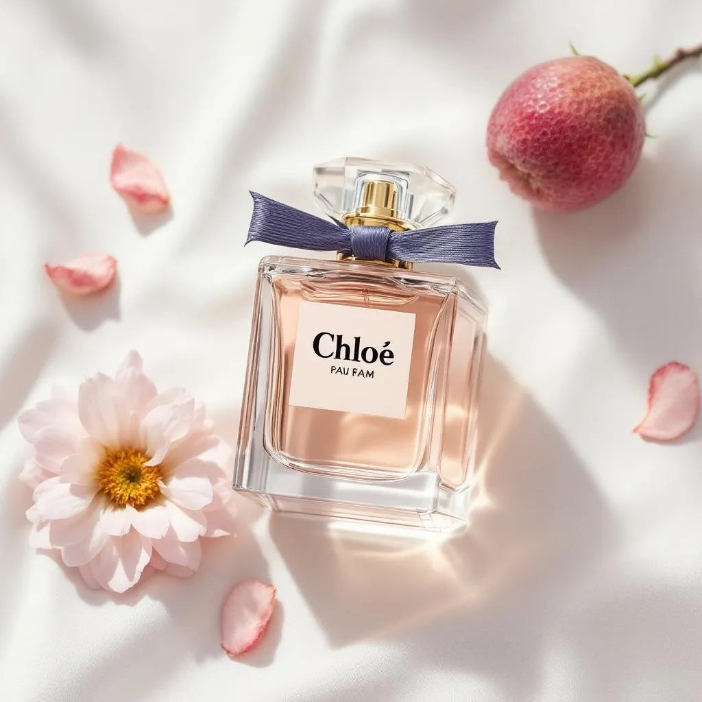 Flacon d’Eau de Parfum Chloé avec fleurs roses